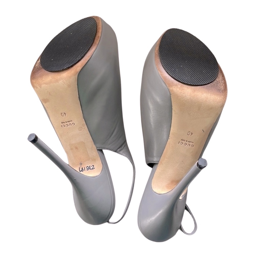Gucci Peep Toe High Heels Shoes Grey Gray Neutral! - Picture 7 of 7